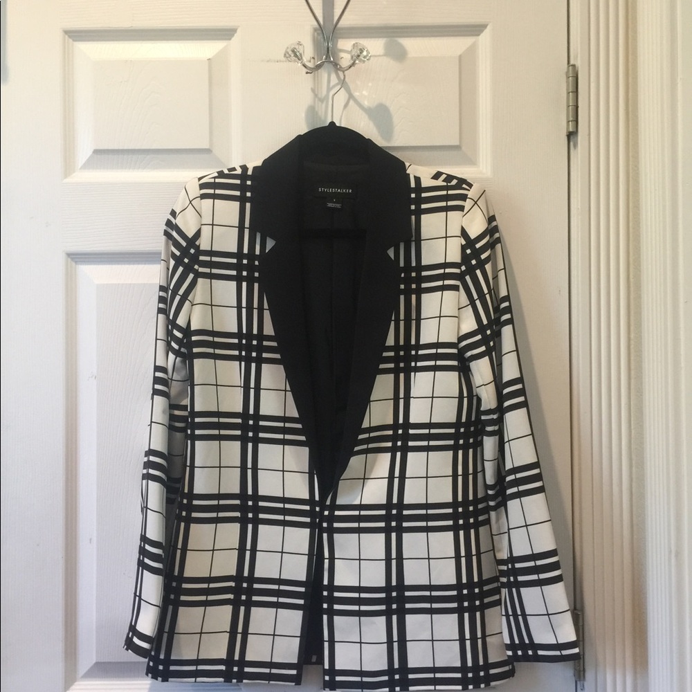 BLOGGERS FAVORITE NWOT Stylestalker Plaid Black and White Blazer - Picture 5 of 7